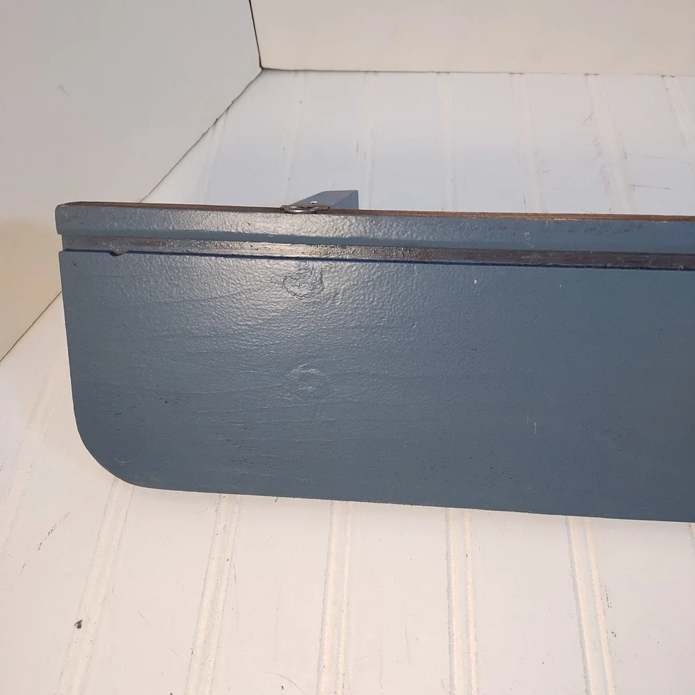VTG Blue Painted Wood Floating Wall Shelf Plate Groove 20